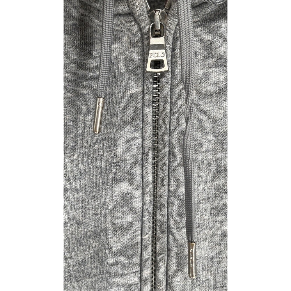 Polo Ralph Lauren Womens LG Hoodie Full Zip Fleece Sweatshirt Heather Gray EUC - Picture 2 of 8